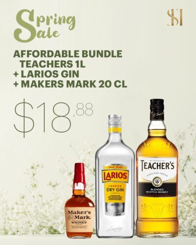 Teachers 1L+ Larios Gin + Makers Mark 20cl